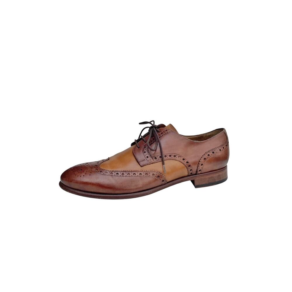 Curatore Made in Italy Two Tone Leather Full Brogue Wingtip Oxford Dress Shoes